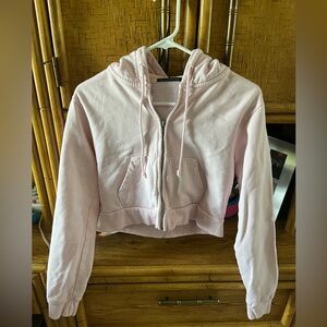 Brandy Melville Light Pink Zip-Up Hoodie